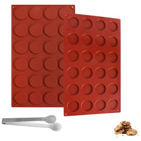 Ensemble de moules à pâtisserie en silicone, 24 pièces Moule florentin antiadhésif et moule à chocolat 2 mini moules à gâteaux ronds de 48 cavités Ensemble de moules avec pinces