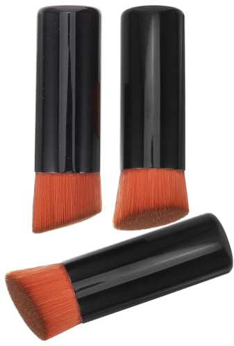 WRITWAA Brochas de Maquillaje para Base 3 Piezas Negras, Pinceles Portátiles Cerdas Suaves y Diseño Compacto, Herramienta Profesional para Polvos Sueltos y Difuminar Rubor en Viaje