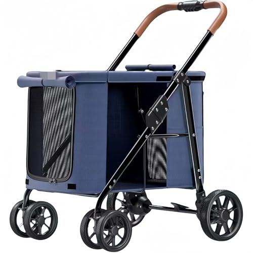 Pet Pushchair with Detachable Carrier, Foldable Trolley for Small to Medium Dogs and Cats, 4-Wheel Pet Pram, Sturdy and Lightweight Design