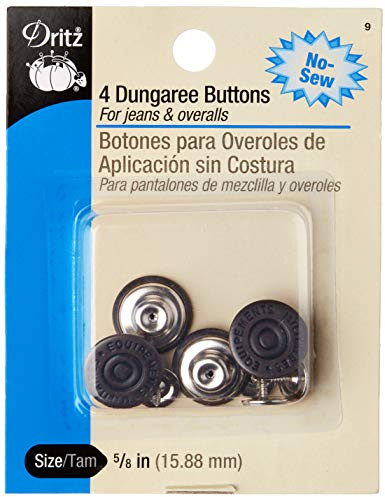 Dritz No-Sew Dungaree Buttons, Copper, 5/8-Inch