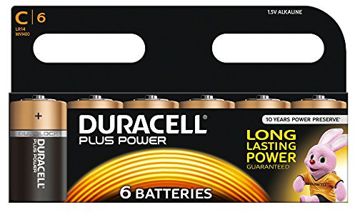 Duracell Plus Power Type C Alkaline Batteries, Pack of 6