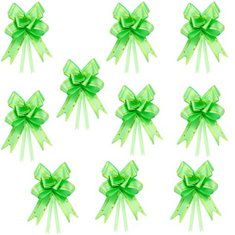 Oblique-Unique® 10 Geschenkschleifen mit Geschenkbändern für Geschenke und Zuckertüten - Farben und Größe wählbar (Hellgrün 10x7cm)