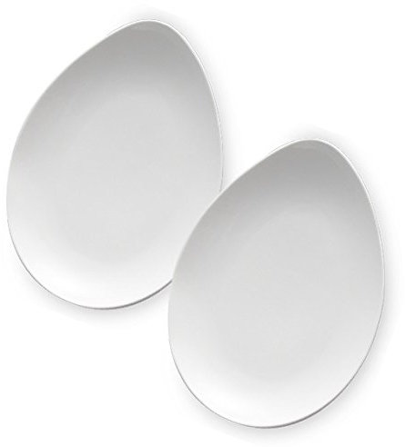 FranquiHOgar Set 2 fuentes/platos OVUM 24 cm de porcelana blanca - especial aperitivos