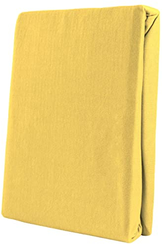 Leonado Vicent - Classic Spannbettlaken Bettlaken 100% Baumwolle Jersey Spannbetttuch in vielen Farben & Größen, Maße Spannbettlaken:140 x 200 cm - 160 x 200 cm, Farbe Spannbettlaken:Gelb