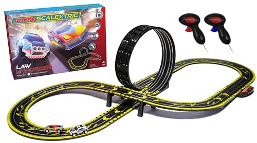 Scalextric Micro Car Race Track Sets for Kids Age 4+ - Law Enforcer Racing Construction Set, Mains Powered Electric Car Track, Slot Cars Kids' Play Vehicles - Mini Racing Toys for Boys