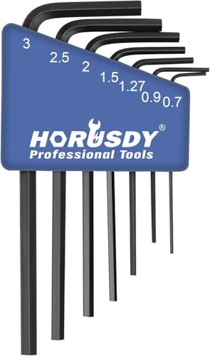 SEDY 7-Piece Mini Hex Key Metric Set, L Shape Allen Wrench, 0.7mm, 0.9mm, 1.27mm, 1.5mm, 2mm, 2.5mm, 3mm, Cr-V
