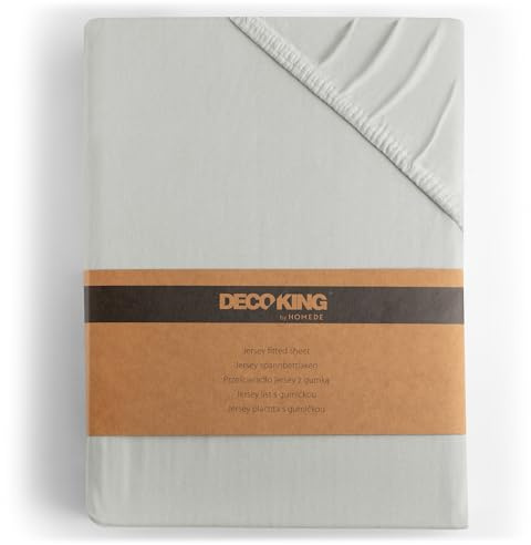 DecoKing Drap-Housse 80x200-90x200 cm 100% Coton Peigné Jersey Doux Drap Housse 80x200cm - 90x200cm Argent Amber