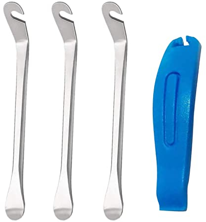 Mmgoqqt Metall Reifenheber, 4 Stücke Fahrrad Reifenheber, Metall Montierhebel Werkzeug, Radfahren Reifen Hebel (3 Metall Reifenheber, 1 Plastik Reifenheber), Beste Reifenwechsel Werkzeug Set