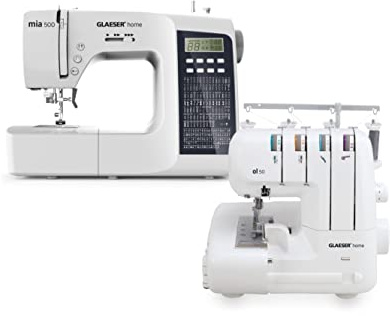 GLAESERhome Nähmaschinen Bundle | Anfänger & Overlock | Einfache Handhabung | Digitale Nähmaschine (Mia500+ Overlock)