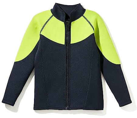Intboss Kids Wetsuit Jackets 3mm Neoprene Wetsuit Tops Boys Girls Long Sleeve Wet Suit Jackets Front Zip Keep Warm Wetsuit Shirt for Water Sports Swimming Diving Surfing Kayaking Age 10-12
