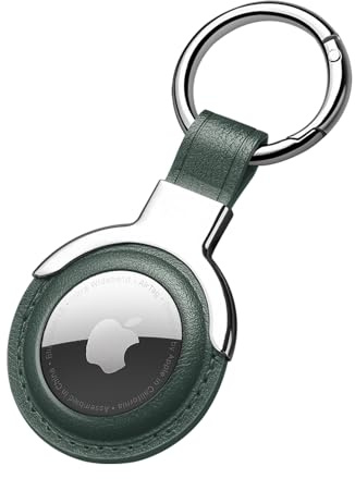 Sichy Apple AirTags läderfodral nyckelring, Färg: grön, Taille unique
