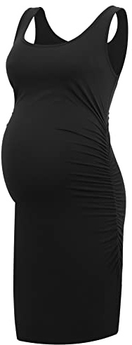 Smallshow Women's Maternity Dress Sleeveless Ruched Pregnancy Clothes Summer