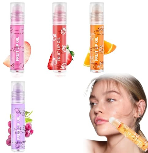 Brillo de Labios Set,Brillo de Labios Enrollable,Brillo de Labios Navidad,Lip Gloss Transparente,Lápiz Labial Líquido Transparente Hidratante para Labios de Larga Duración,4 Pcs