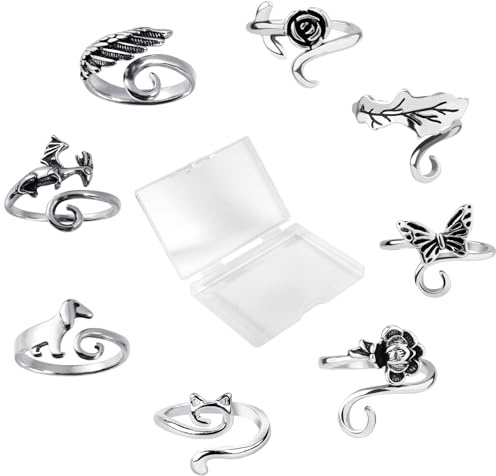 8 Piezas Anillos de Tensión de Crochet, Ajustables Anillo de Crochet para Dedo Anillos de Ganchillo Anillo Guia de Hilo Anillo de Tensión Tejer para Mujeres Accesorios de Crochet