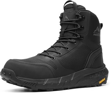 NORTIV 8 Men's Composite Toe Work Boots – 8'' Lightweight ASTM F2412-24 & ASTM F2913-24 Safety Boots with Side Zipper for Construction & Warehouse, Metrostrike-Nano,Size 10.5,Black,NMUMIB2412