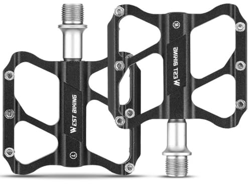 PRMHOOT Bicycle Pedals Non-Slip with 3 Sealed Bearings, Flat Pedals MTB, 9/16 Inch Spindle, Aluminium Bicycle Platform Pedals Bicycle for Road Bike/Mountain Bike/Trekking/E-Bike