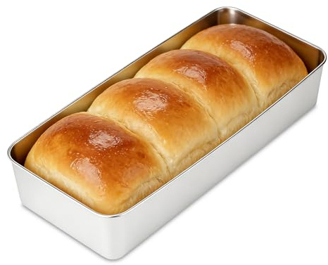 Romon Rectangular Reposteria Antiadherente, 1 Pcs Molde de acero inoxidable, Sin Revestimiento Químico Anti-óxido, Lavable en Lavavajillas, Ideal para Pans y Bizcocho ​(33×15×6.5cm)