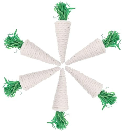SHINEOFI Juguetes para Masticar Hámster y Chinchilla De Paja Natural En Forma De Berenjena, 6 Piezas, Accesorios para Dientes Saludables, Suministros para Pequeños Animales Domésticos