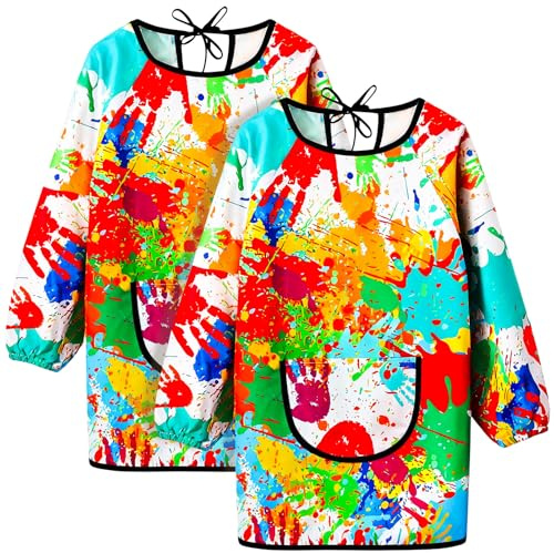 ViEinkaufen 2 Pack Long Sleeve Kids Painting Apron