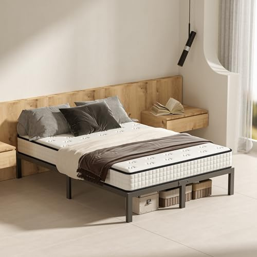 DEWINNER Cadre de Lit 160x200 avec Sommier | Sommier 160x200 avec Pieds | Cadre en Métal | Hauteur de 36cm | Espace de Rangement au Dessous | Montage Facile | Lit Deux Places