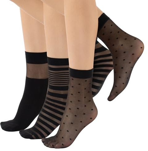 CALZITALY 3 PARES Calcetines mujer, Mini medias transparentes, Talla Unica, Made in Italy