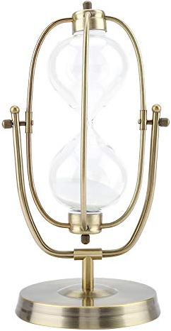 30/60 Clessidra Sabbia Tono in Ottone Metallo Timer Rotante Vetro Trasparente Orologio Sandglass Giocattoli Natale Nozze Decorazione per Studia Camera Desktop Ornamento(60 Minutes