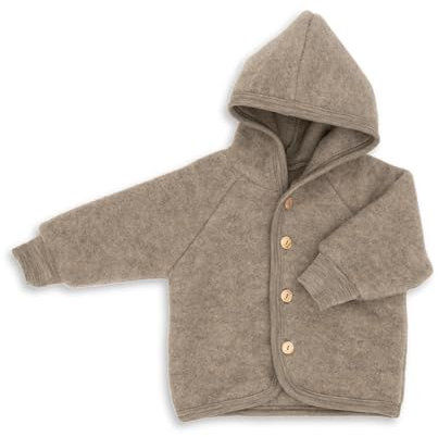 Engel Baby Jacke mit Kapuze Wollfleece (Walnuss Melange, 98-104)