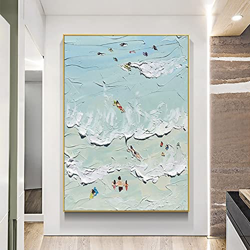 Quadri Astratti Dipinti A Mano Grandi,Dipinto Ad Olio Dipinto A Mano Su Tela Onde Della Spiaggia Immagini Di Arte Moderna Opere D'Arte Con Texture Originali Pittura Murale Senza Cornice Per Soggiorn