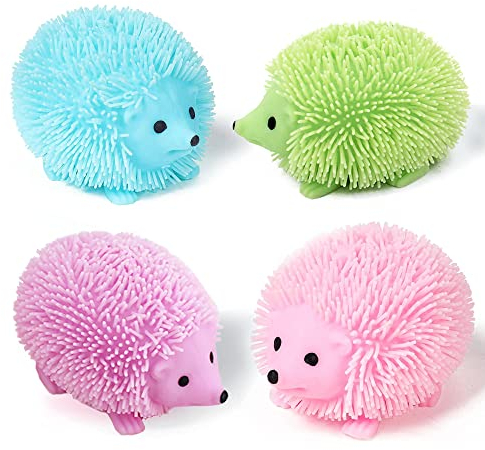 Yeefunjoy Lot de 4 Balles Anti-Stress, Lumineux Squishy Ball, Balle rebondissante Boule Antistress Balle, Jouet Hérisson Rougeoyant Sensorielle Boule à Presser Exercice des Doigts pour Enfants Adultes