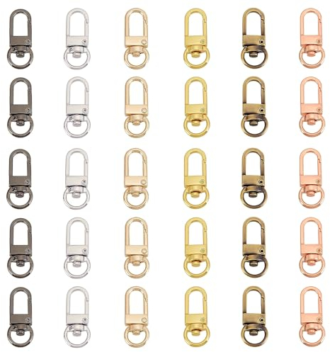 XCSJ 30Pcs Cierres e Pinza De Langosta De Metal Llavero Ganchos De Clip Giratorio De 360°Cierre De Pinza De Langosta Giratorio Para Llavero, Bolsas De Bricolaje, Manualidades (6 Colores)