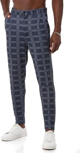 Redbridge Pantalones chinos para hombre, pantalones casuales a cuadros con cintura elástica, antracita, S