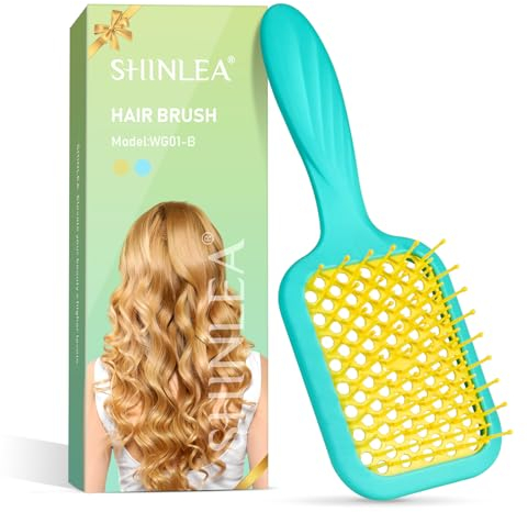 SHINLEA haarbürste ohne ziepen für nasses und trockenes Haar, schnell trocknende,belüftete Detangle Haarbürste für Frauen, Männer, Kinder,reduziert Haarbruch, beseitigt Knoten (Blau)