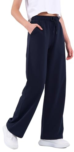 COMEOR Women's Jogging Bottoms, Thin Lightweight Breathable Cotton Straight Leg Joggers, Ladies Sports Yoga Trousers, Long Training Pants, Loose Sweatpants with Elastic Waist Drawstring