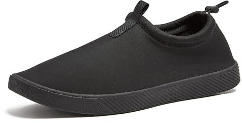 Lands' End Slip On Water Shoes Men, Quick Dry Neoprene Sport Mens Water Shoes for Beach, Pool, or River with Drainage Holes, Aqua Swim Shoes for Men - Black, 10 Medium