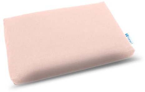 Yogan Kopfkissen/Kopfpolster (2,5 cm) für Yoga/Pilates, Außenbezug aus Bio-Baumwolle (abnehmbar und waschbar), Innenbezug mit recycelter Faserfüllung, 30 x 20 x 2,5 cm, Aprikosenrosa