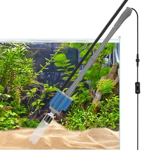 SANON Aquarium Mulmsauger Elektrische, 6 in1 Automatischer Aquarium Wasserwechsler, Fischbehälter Staubsauger, 28W Wasserwechsel Pumpe, Wasserdusche, für Aquarien Algen Kies Schmutz Reinigung Kit