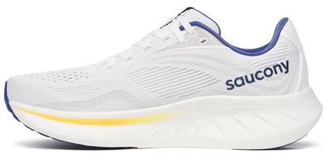 Saucony Mens Ride 18, White/Azurite, 9 UK