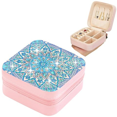 ARTopet DIY Diamond Art Painting Jewelry Bag with Zipper Mandala Large Capacity Organizer Storage Box Special Shaped Crystal Rings Necklace Bracelet Gift Case for Women Girls
