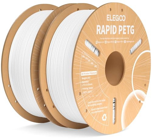 ELEGOO Rapid PETG Filament 1.75mm Weiß 2 KG, High Speed 600mm/s 3D Drucker Filament Maßgenauigkeit +/- 0.02 mm, 1kg Pappspule (2.2lbs) Passend für die Meisten 3D Printer