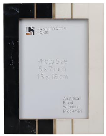 Handicrafts Home 5x7 Picture Frame Black & White Handmade Resin Inlay Photo Frame for Tabletop & Wall, Photo Frame for Living Room Office, Home Decor, Pre Wedding, Family Picture - Handmade Gift