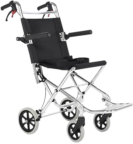 DYHQQ Fauteuil Roulant De Transport Portable Pour Adultes Fauteuil Roulant Compact Avec Frein À Main Fauteuil Roulant De Voyage Pliant Ultraléger Pour Les Seniors Et Les Enfants