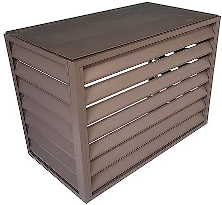 Aluminum Mini Split Air Conditioner Cover Outdoor Unit Cover for Dustproof Waterproof and Noise Reduction Suitable for Indoor and Outdoor Use Brown Flat Roof Design.