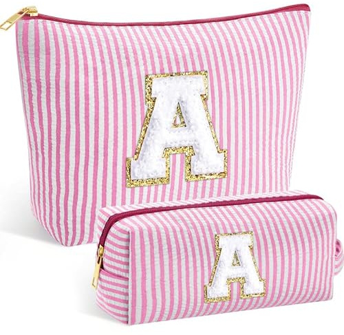 SEFORICO Personalized Make Up Bag - Birthday Gifts for Women Large Capacity A-Z Cosmetic Bags Girls Gifts 2 Pack Makeup Bag Women's Portable Toiletry Bag