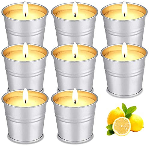 Candela alla citronella per esterni, 140 ore, durata di combustione: 8 pezzi, per esterni, alla citronella, per campeggio, picnic, terrazza, giardino