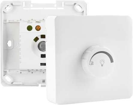 Interrupteur variateur pour lampe LED à intensité variable 86 x 86 mm 110-250 V 10-16 A 1-400 W - Interrupteur rotatif encastré - Régulation de la vitesse en continu pour ampoules à incandescence et