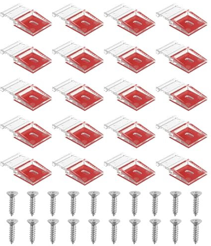 20 Clips de Fixation Lumineuse Transparents pour Bandes Lumineuses Auto-Adhésifs Avec Vis, Clips Raccord Support de Bande LED de 10MM de Large, IP30/65,Support de Montage pour Armoires Bureau Voiture