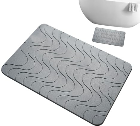 Diatomit Badrumsmatta - Vattenabsorberande Golvmatta - Snabbtorkande Absorberande Skyddsmatta Med Geometrisk Mönster – Slitsäker Tvättbar Matta För Badrum