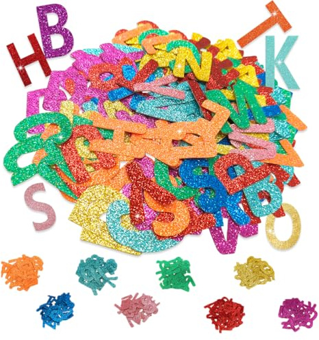 MQIAN 208pcs Stickers Lettere Alfabeto Glitter, Lettere Adesive Gommapiuma, Adesivi in Schiuma Glitterata per Scrapbooking, Decorazioni per La Casa
