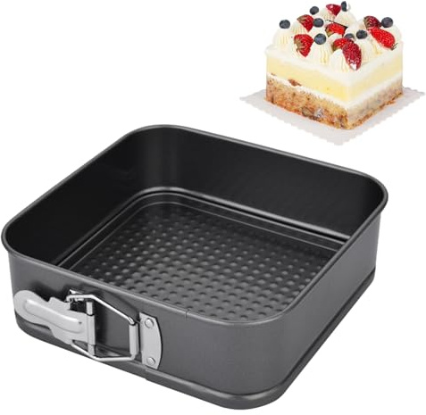 EUBSWA Springform kvadrat 24 x 24 x 6,5 cm – kakform med non-stick-beläggning för bakform, bakform, tårtform, kakformar