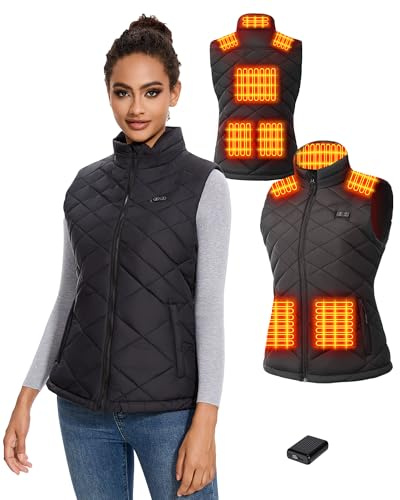 Toastiv Gilet Chauffant Femme avec Batterie 18400mAh 7.4V – Jusqu’à 11h de Chaleur, Lavable en Machine, Veste Chauffante Léger Déperlant pour Hiver